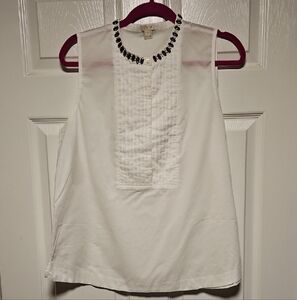 J. Crew Jeweled Neck Tuxedo Blouse